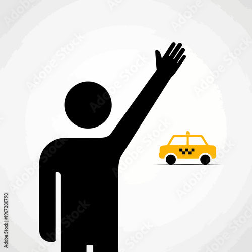 Person hailing a taxi cab on the street for transportation service.