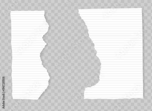 Torn paper texture background with transparent copy space for text, message, decorating creative design. PNG ripped paper. Vector illustration