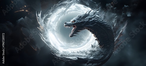 Astral vision white dragon meets cosmos,generative AI