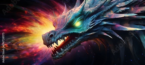 Astral vision white dragon meets cosmos,generative AI