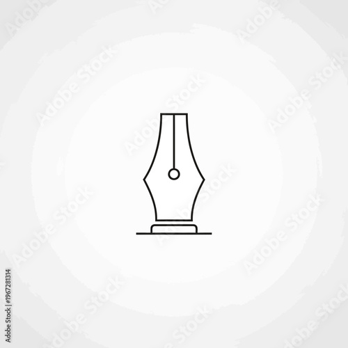 Simple black ink pen nib icon on white background minimalist design.