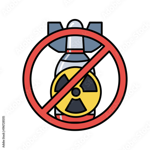 No Nuclear Bomb Icon, Stop War Symbol, Peace Concept