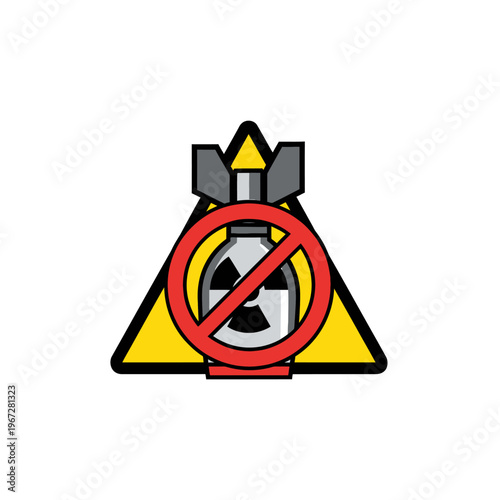 No Nuclear Bomb Icon, Warning Sign, Radiation Symbol, Stop Sign