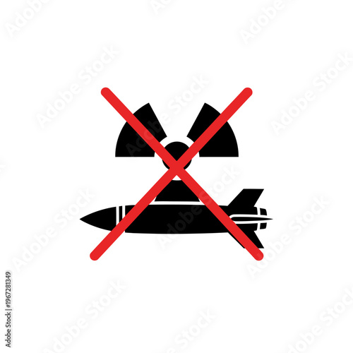 No Nuclear Weapons Symbol, Prohibition of Atomic Bomb and Radiation