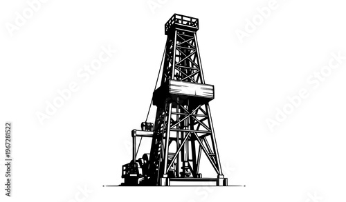 Oil derrick vector illustration industrial drilling rig tower