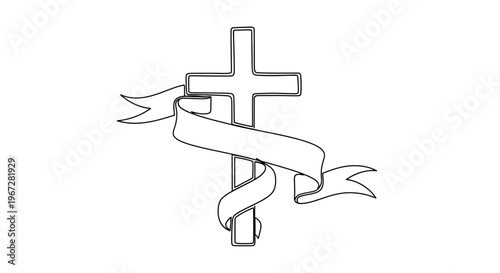 Cross with twisted ribbon symbol.