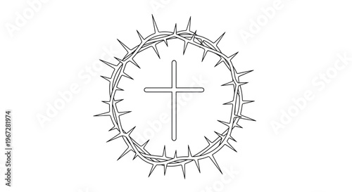 Crown of thorns with cross symbol.