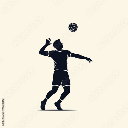 Volleyball player silhouette spiking the ball during a game.