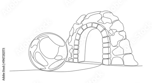 Soccer Ball in Front of Archway.