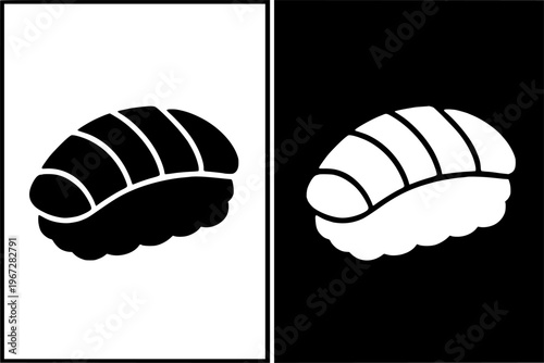 Sushi vector icon illustration, in silhouette and negative space version, for food design, isolated on transparent background PNG