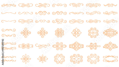 Set of decorative ornamental swirls and flourishes.