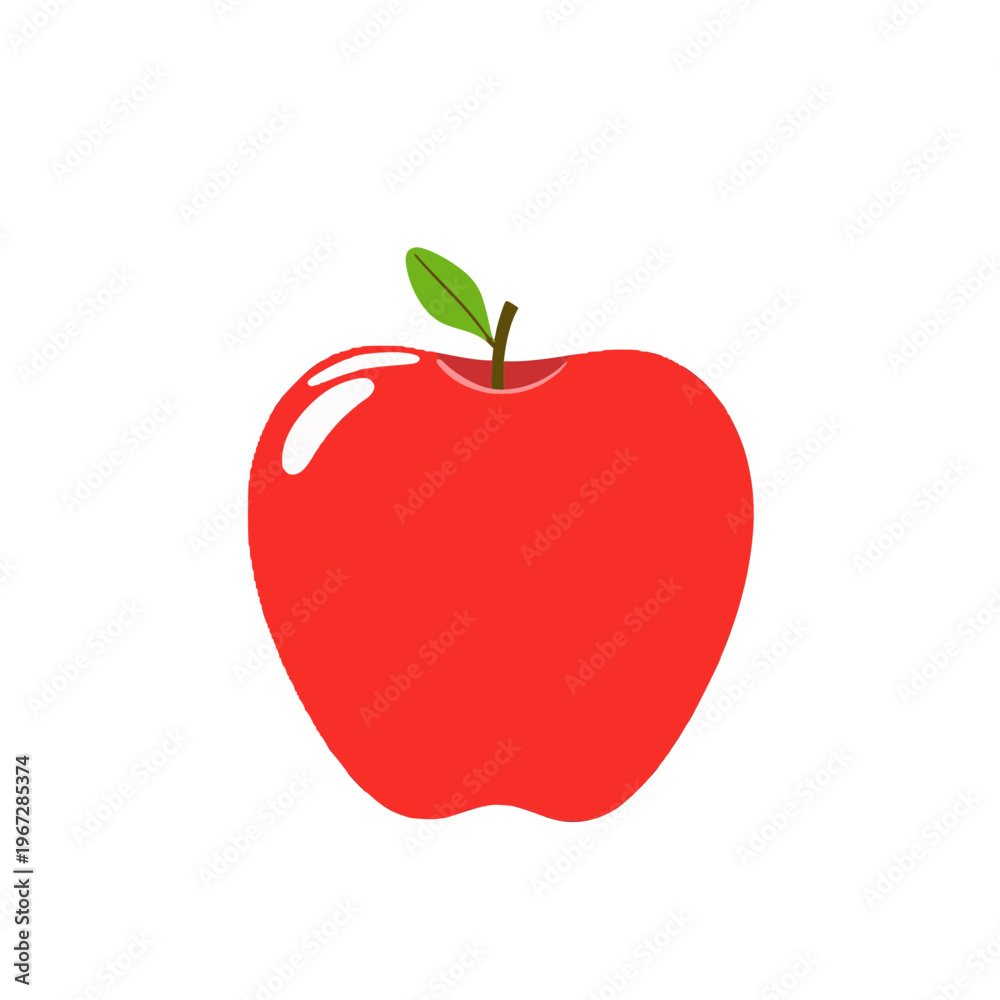 Fototapeta premium A vibrant red apple icon with a green leaf on transparent background