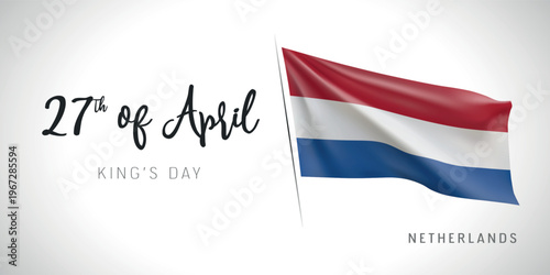 Netherlands kings day vector banner, greeting card