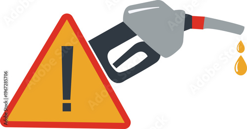 Fuel Shortage Alert Illustration, Low Petrol Warning Flat Vector