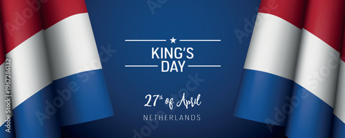 Netherlands kings day vector banner, greeting card