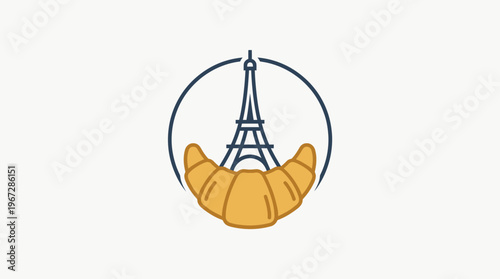 Eiffel Tower and Croissant Logo Design