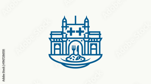 Mumbai's Gateway of India with Food Symbol