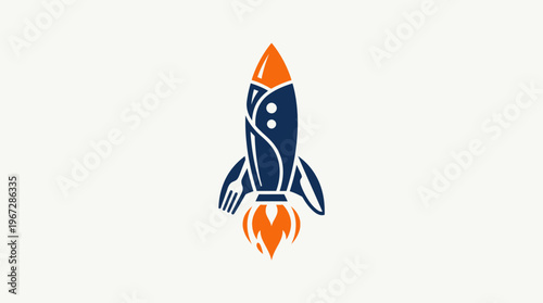 Abstract Rocket Logo Concept with Culinary Elements