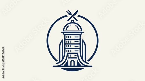 Elegant Restaurant Logo with Lighthouse and Cutlery