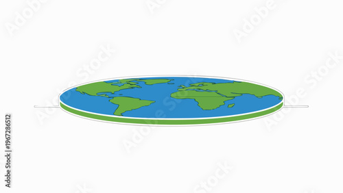 A flat, green and blue illustration of the Earth on a white background with a green outline.
