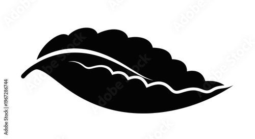 Black leaf icon with white lines.