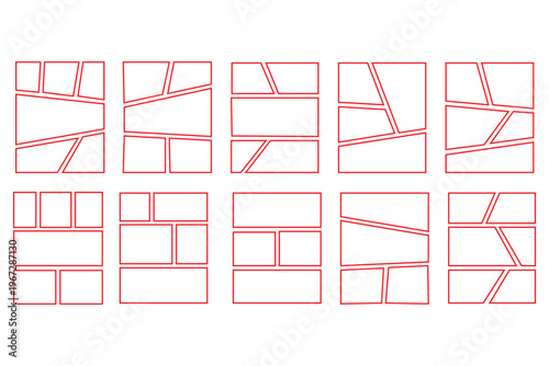 Moodboard photo gallery with mosaic montage and pattern design for composition banner or background album illustration. Square board template and collage grid with frame mockup shape tile brochure.