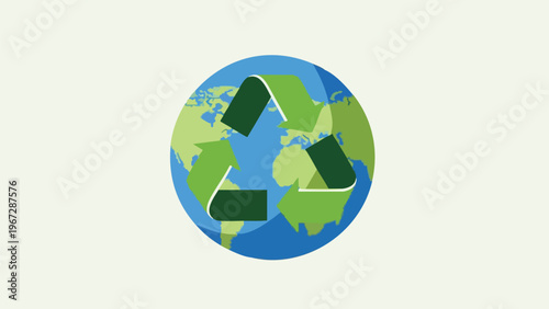 Recycling arrows around a stylized Earth illustration for Earth Day, 22 April