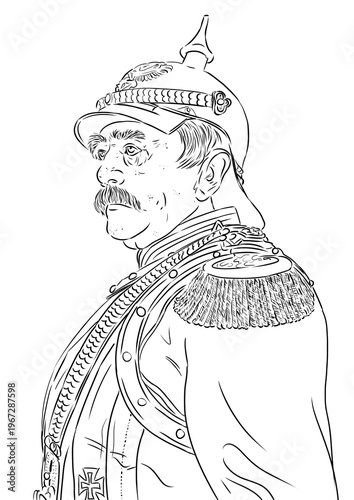 Portrait of Otto von Bismarck, famous german chancellor