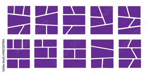 Comic book templates set on white background. Japanese manga design frames and layout. Storyboard cartoon page. Mockup for collage. Vector anime rectangle border