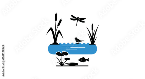 Fish swimming in blue pond water.