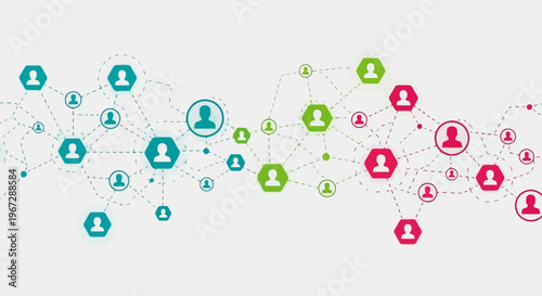 Global Connection Network Abstract Representation of Social Media Users and Digital Communication Flow Seamlessly Linked Together on a White