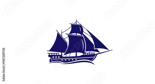 Vintage Sailing Ship Illustration Design Element.