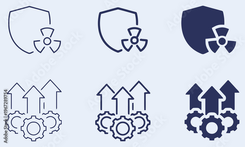 Set of icons representing nuclear safety and industrial process optimization