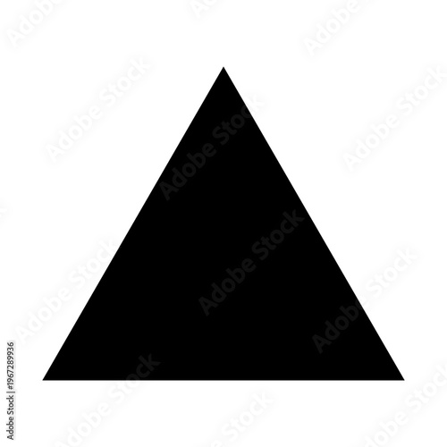 A graphic element in the shape of a black triangle, which can be used as an up arrow or a pyramid symbol. Vector illustration.