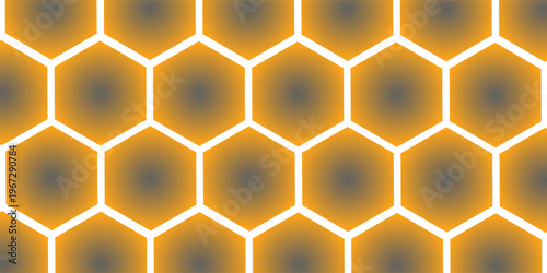 Abstract pattern seamless yellow hexagon honeycombs on a white background. Honey comb background pattern symbol vector design