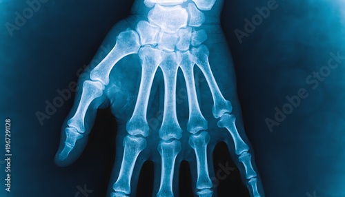 Hand xray showing bones of human fingers and wrist high resolution photo