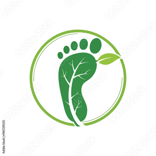 Footprint With A Leaf For Earth Day, 22 April. Healthy Living And Nature Care