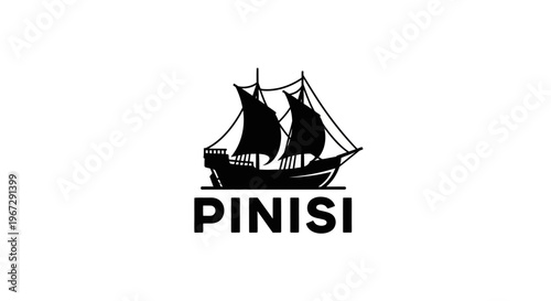 Traditional Pinisi Sailing Ship Icon.
