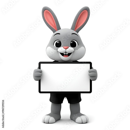 bunny with blank sign