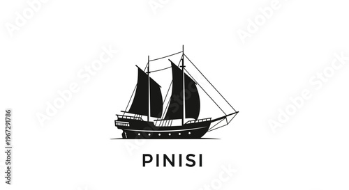 Traditional Pinisi Sailboat Watercraft Vessel.