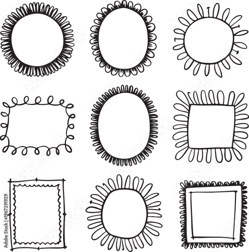 Collection of hand drawn frames and borders
