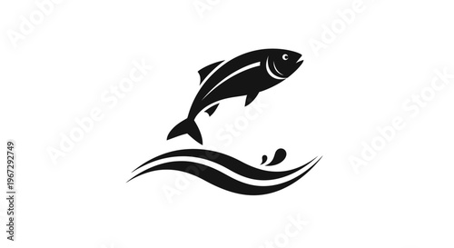 Black silhouette of a jumping fish.
