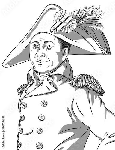 Portrait of Toussaint Louverture, a Haitian general and leader of the Haitian Revolution