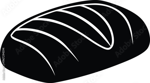 Simple black bread loaf bakery food vector icon
