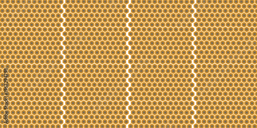 Abstract pattern seamless yellow hexagon honeycombs on a white background. Honey comb background pattern symbol vector design