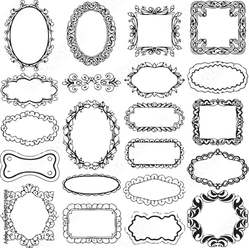 Collection of various ornate and decorative frame borders and shapes