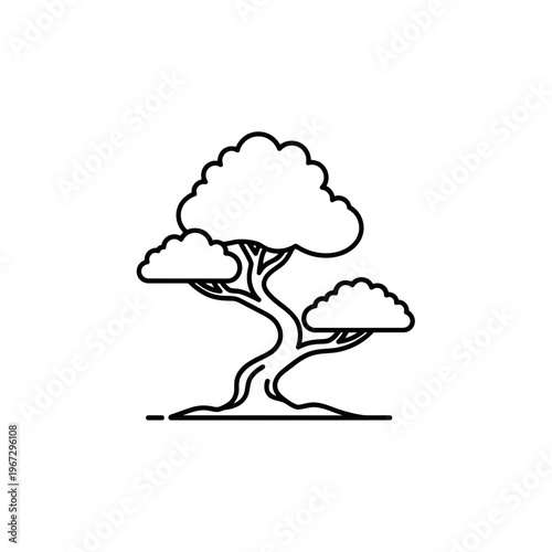 Elegant bonsai tree illustration showcasing natures beauty and tranquility in minimalist design.