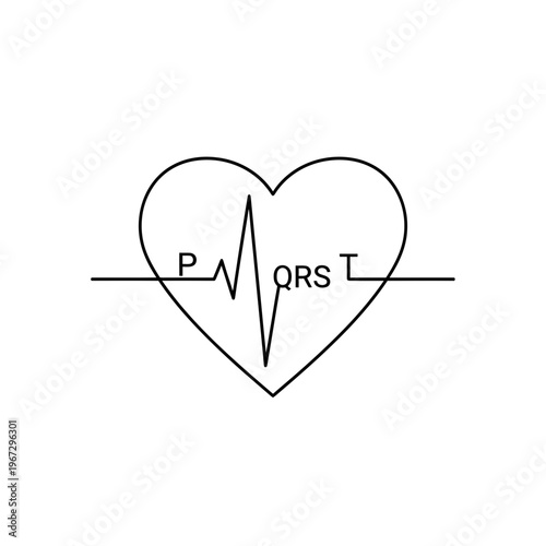 Heartbeat Diagram Illustrating PQRST Waves and Cardiac Rhythm Analysis.