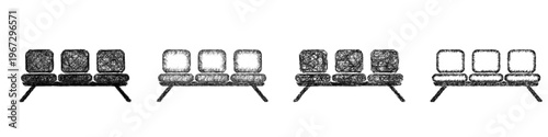 Sketch waiting chair icon design set