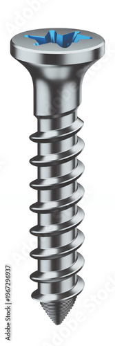 Silver screw with blue star shaped hole metal screw blue hole